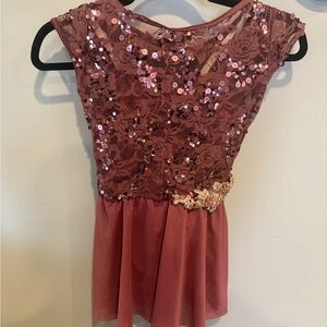Weissman dusty rose color Lace lyrical dance costume.